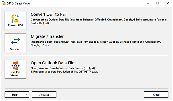 Export (.ost) files into Outlook and Exchange