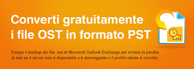 Esegui il backup dei file .ost di Microsoft Outlook Exchange per evitare la perdita di dati se il server non è disponibile o è danneggiato o il profilo utente è corrotto.