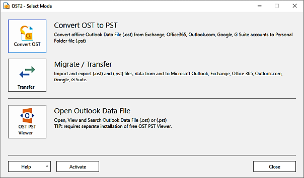 Convert OST to PST with free converter Outlook 2016