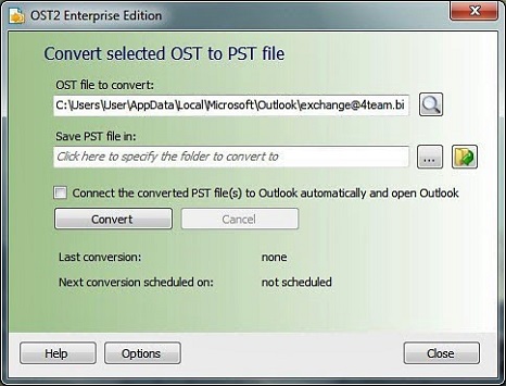 Extract (.ost) files into Outlook or Exchange